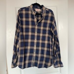 Brooks Brothers Blue and Cream Plaid Casual Button Down Shirt